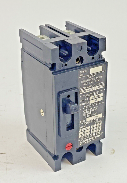 CUTLER-HAMMER - EC2040 - 2 POLE, 40A, 240 VAC CIRCUIT BREAKER