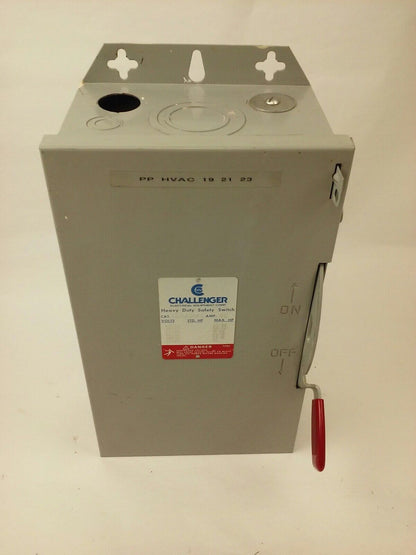 CHALLENGER HD362NFC, SAFETY SWITCH, TYPE 1 INDOOR, 60A, 600VAC/600DC, 3P, USED