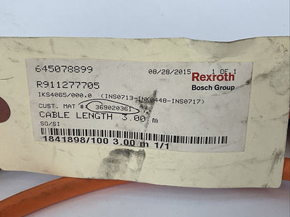 REXROTH R911277705 SERVO CONTROL CABLE 3.00M