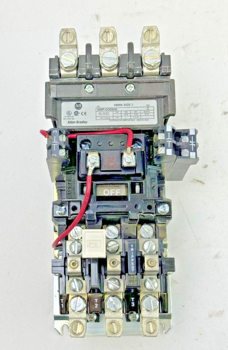 ALLEN-BRADLEY - 500F-COD930 SER. C - 120V COIL W/ 592-EUTC SER. A & 595-AB (X2)
