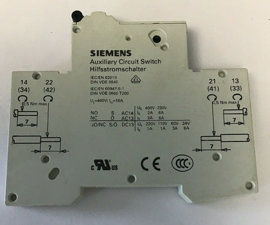 SIEMENS 5ST3010AS AUX. CIRCUIT SWITCH 400V/230V 6A
