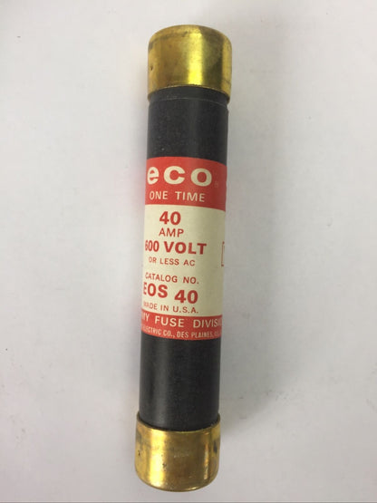 ECONOMY EOS40 ONE TIME FUSE 40AMP 600VAC (BOX OF 10)