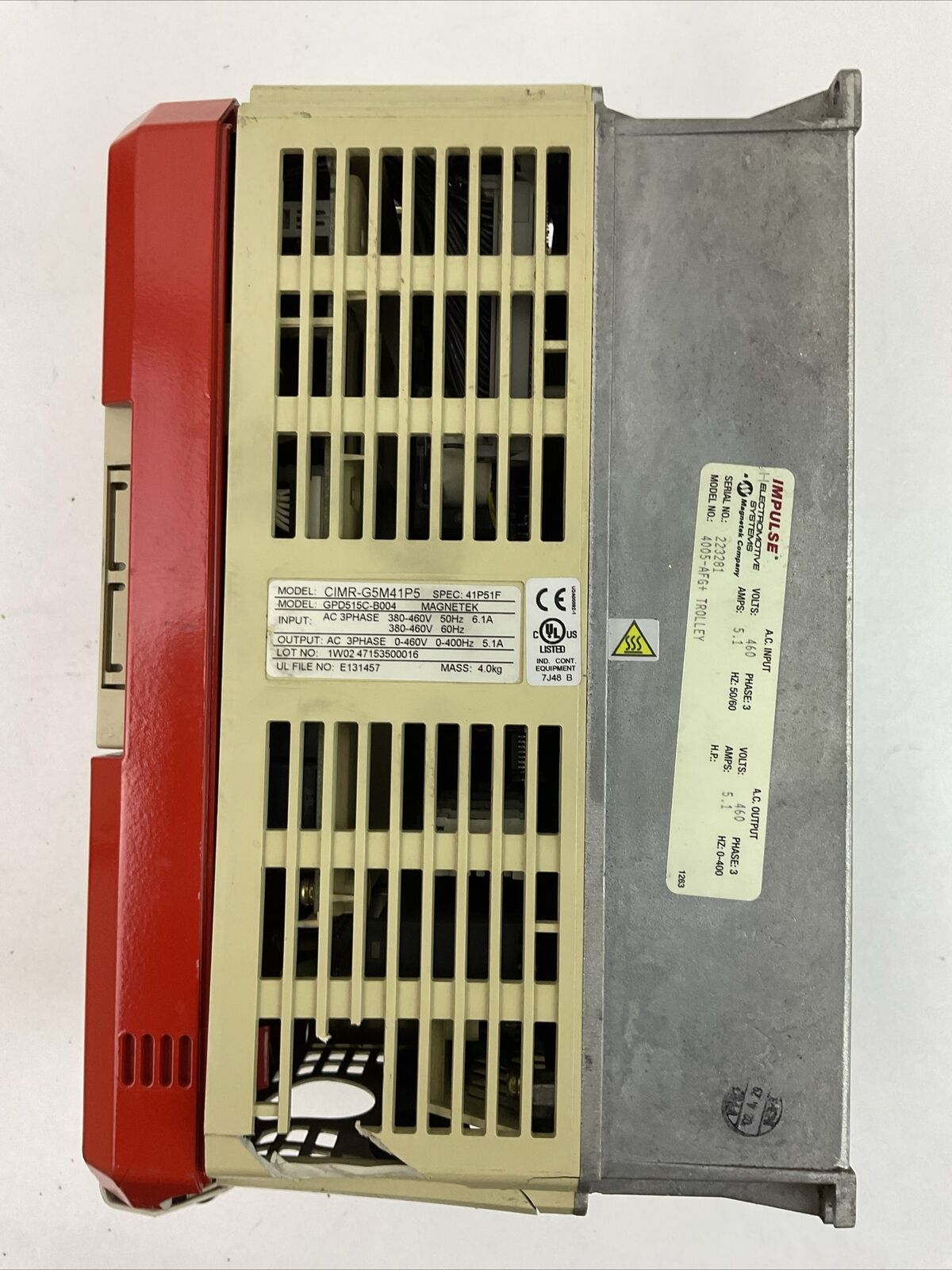 IMPULSE G+ CIMR-G5M41P5 ADJUSTABLE FREQUENCY DRIVE 4005-AFG+ 5.1A 460VAC 3PH