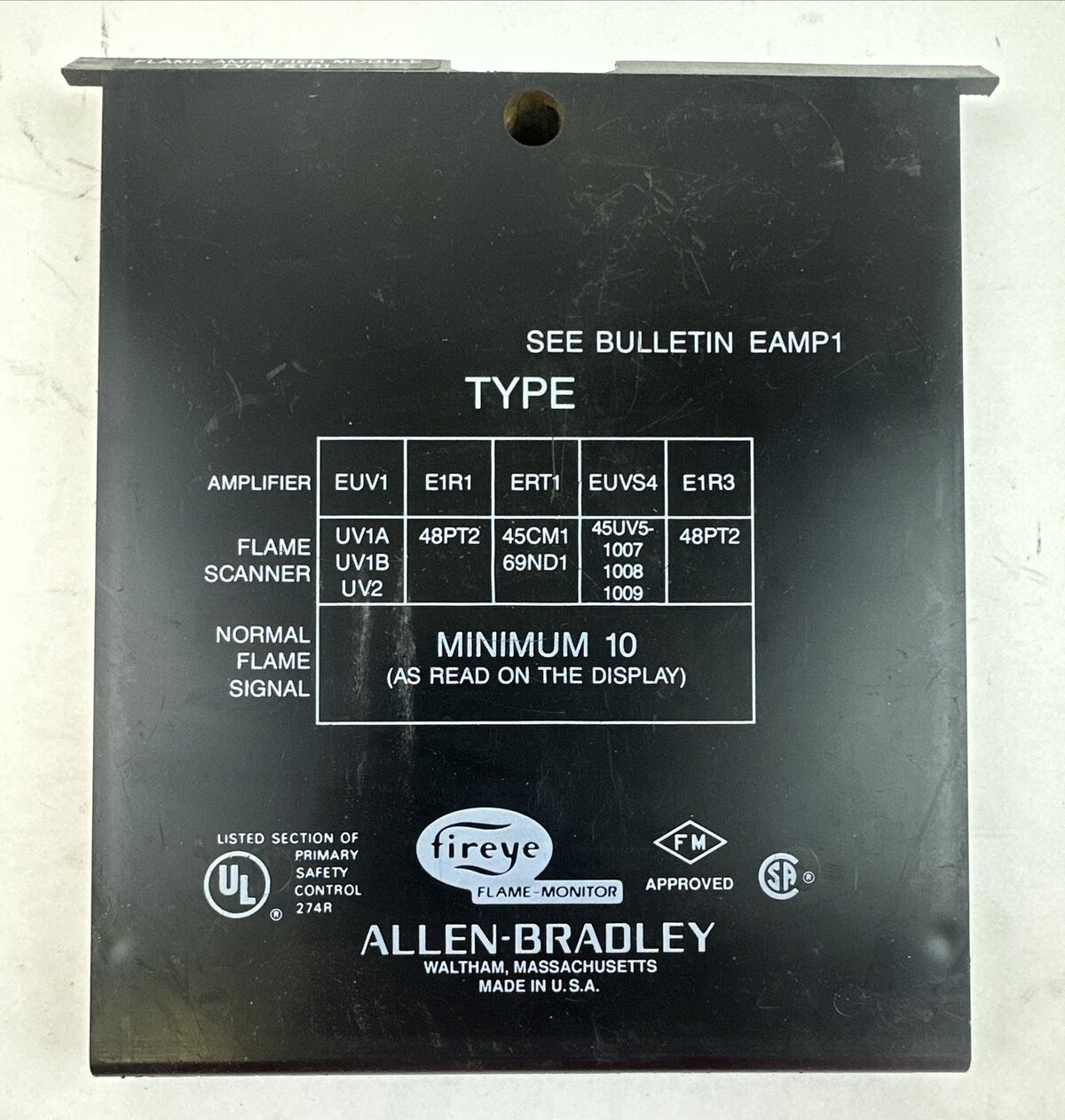 FIREYE TYPE E1R1 FLAME AMPLIFIER MODULE