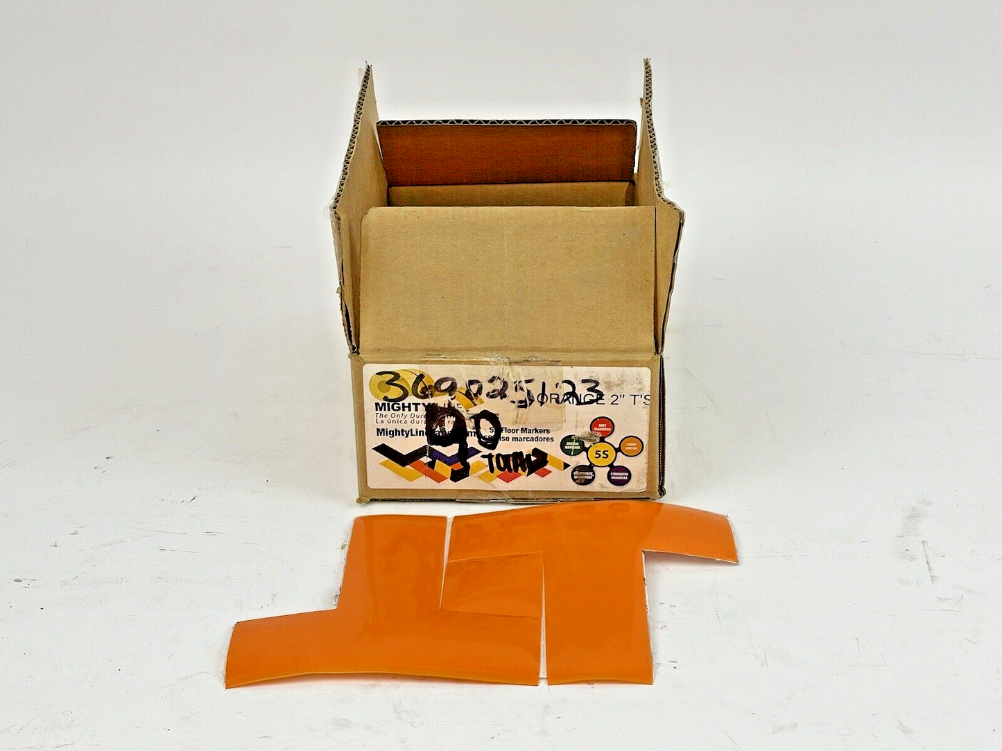 MIGHTY LINE TAPE - ORANGE T - BOX of 90 T'S - INDUSTRIAL TAPE - 6"X6"X2"