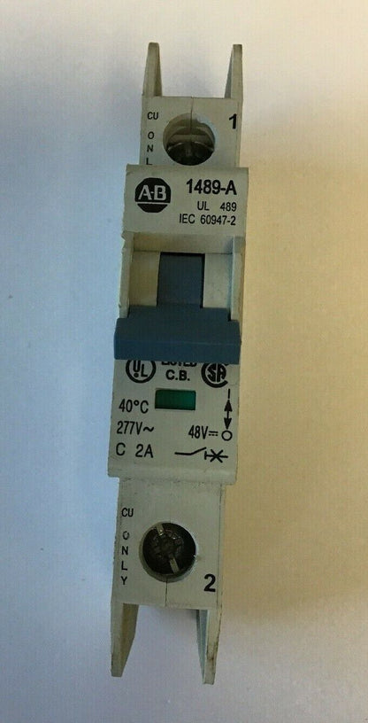 ALLEN BRADLEY 1489-A1C020 SER.A  2A 277VAC/48VDC 1POLE CIRCUIT BREAKER (LOTOF 3)