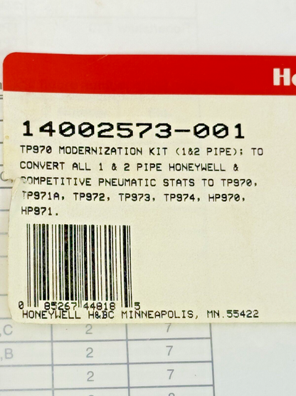 HONEYWELL -  14002573-001 - MODERNIZATION KIT- CONVERT 1 & 2 PIPE TO PNEUM. STAT