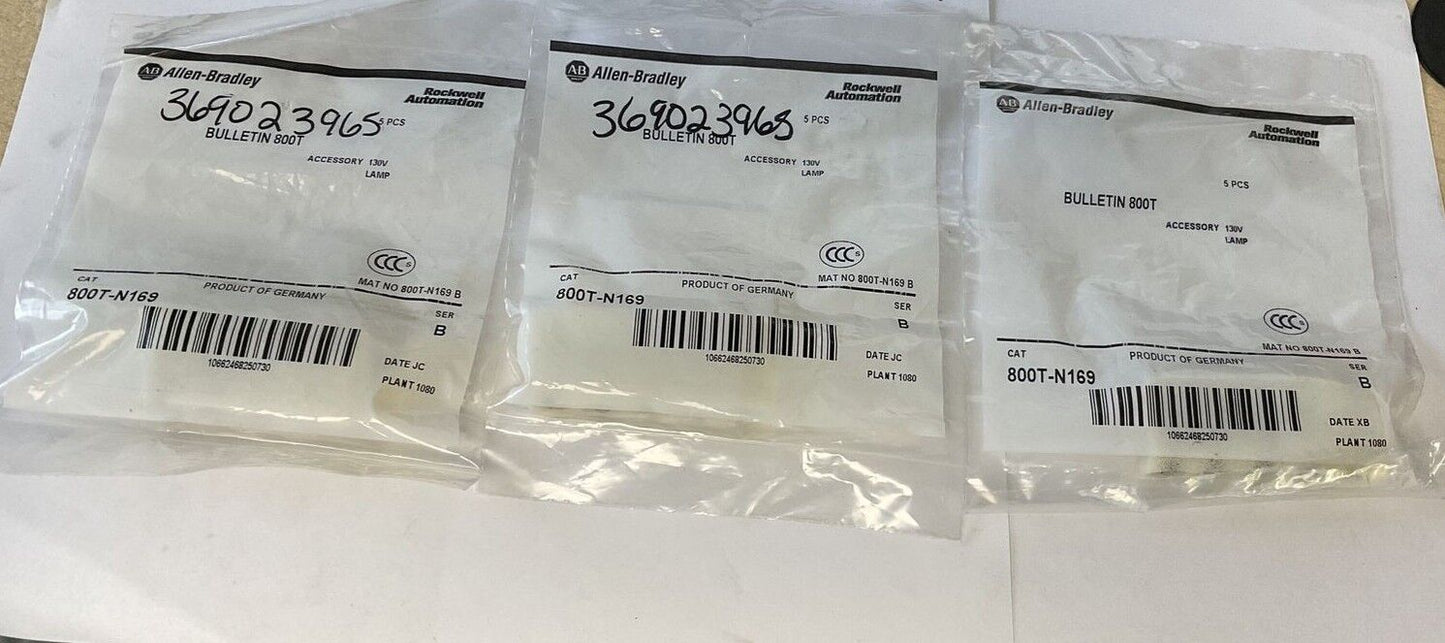 ALLEN BRADLEY 800T-N169 LAMP 130V SER.B BAG OF 5 ***LOTOF3**