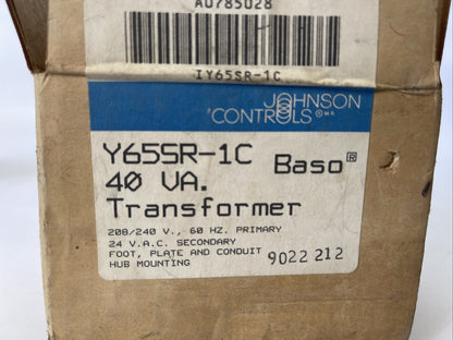 JOHNSON CONTROL Y65SR-1C BASO 40VA TRANSFORMER PRI. 208/240V 60HZ SEC. 24VAC