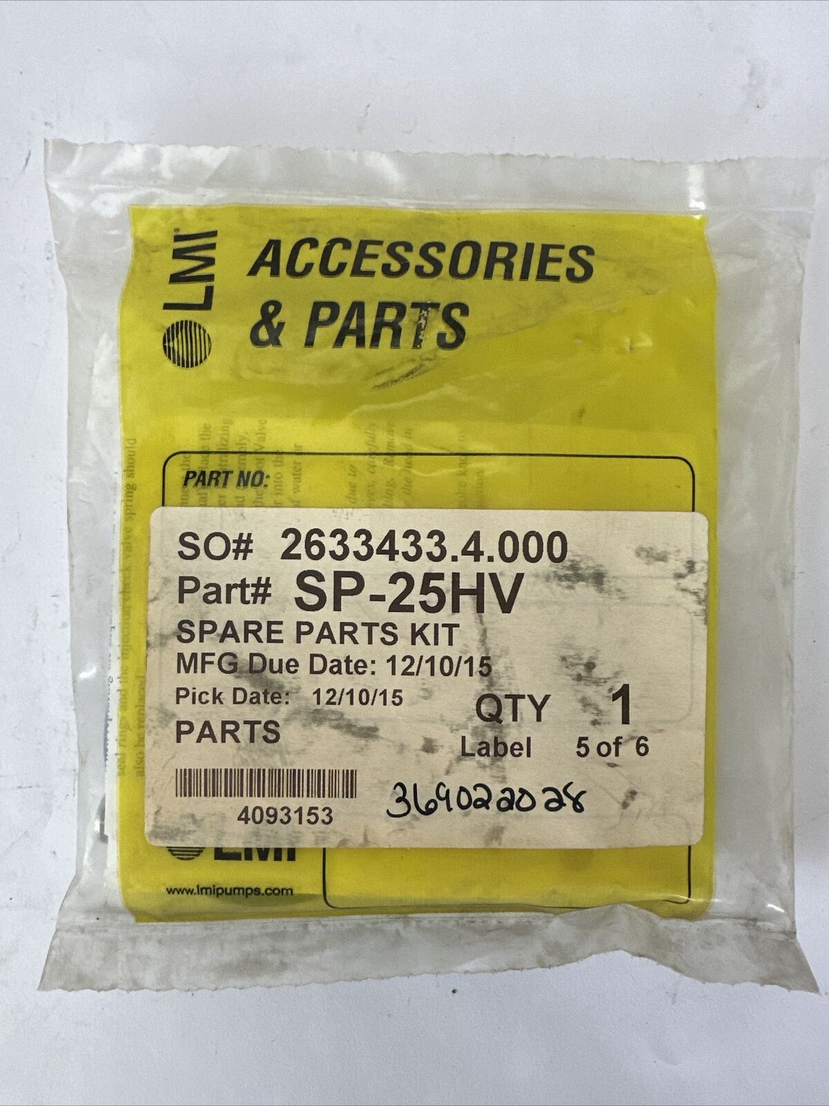 LMI SP-25HV SPARE PARTS KIT