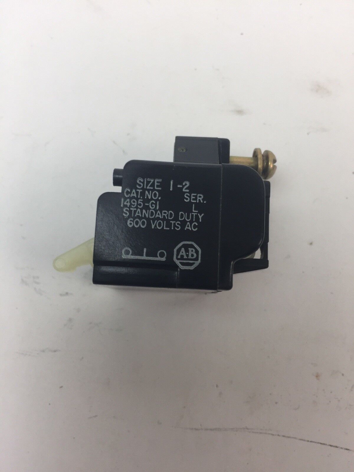 ALLEN BRADLEY 1495-G1 AUXILIARY CONTACT BLOCK N.C. CONTACT SIZE 1 & 2 SERIES L