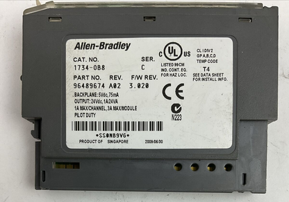 ALLEN BRADLEY 1734-OB8 OUTPUT MODULE SER C REV A02 F/W REV 3.020 OUTPUT 24VDC