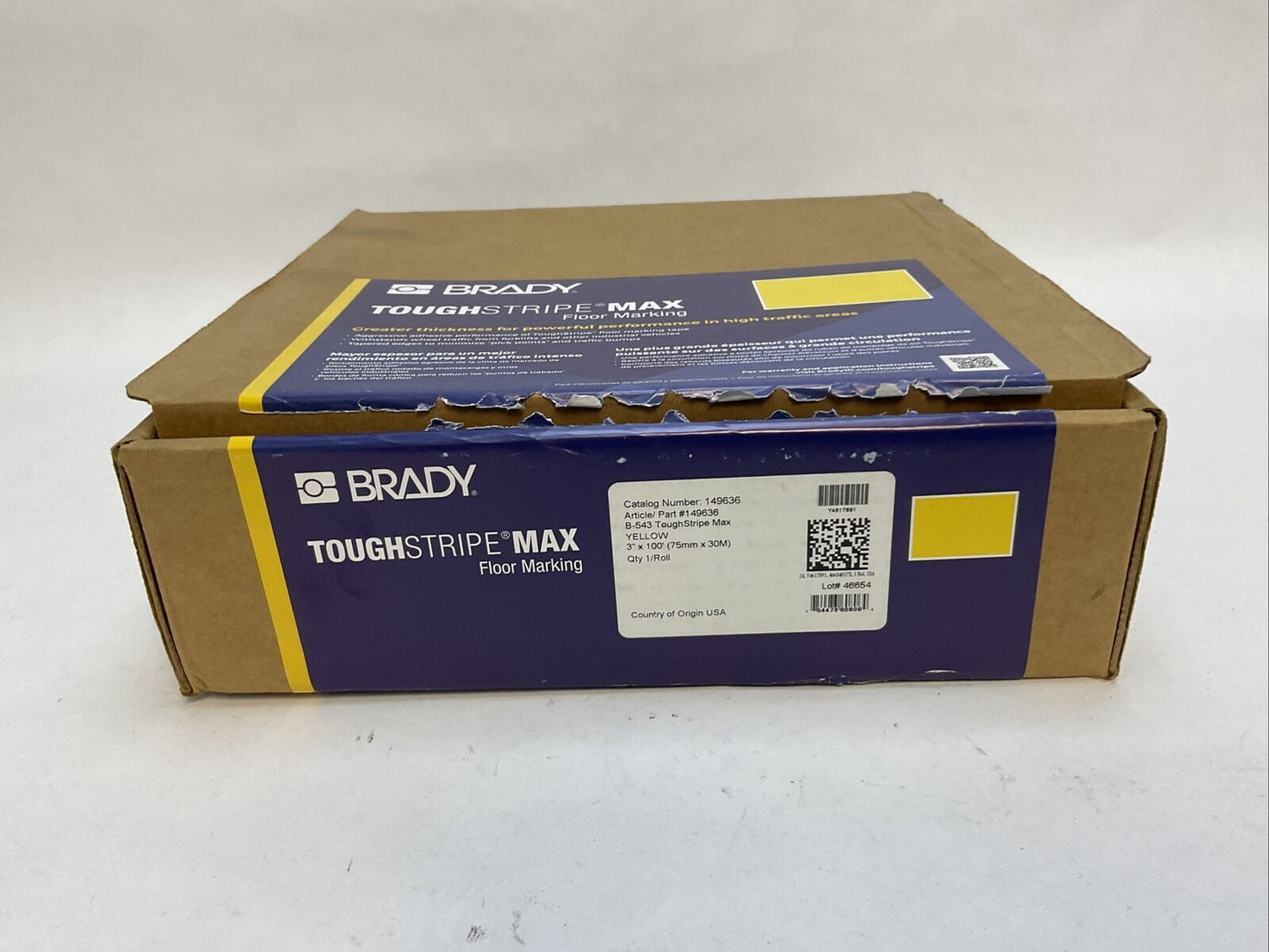 BRADY 149636 B-543 TOUGHSTRIP MAX FLOOR MARKING YELLOW 3" X 100'