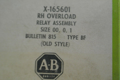 ALLEN-BRADLEY X-165601 R.H. OVERLOAD RELAY / SIZES 00, 0, 1 / NEW SURPLUS