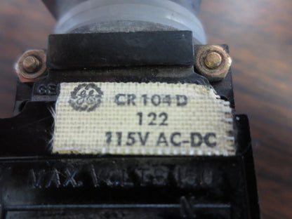 GENERAL ELECTRIC CR104D PUSH-TO-TEST BUTTON / LIGHT - RED - 115VAC/DC
