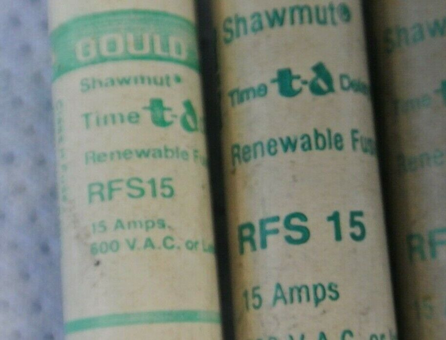 LOT of 5 / GOULD RFS15 RENEWABLE FUSES / 15A / 600V