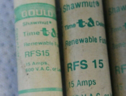 LOT of 5 / GOULD RFS15 RENEWABLE FUSES / 15A / 600V