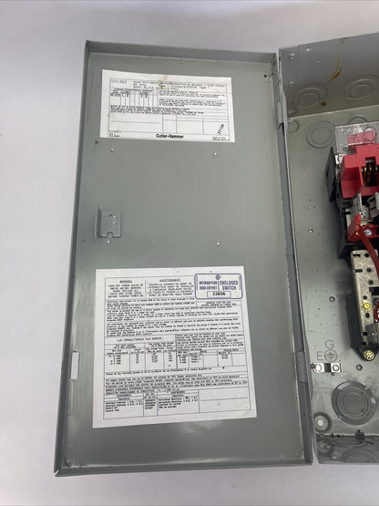 CUTLER HAMMER 1HD362 FUSIBLE SAFETY SWITCH 60A 600VAC 3POLE 3PH 50HP TYPE 1