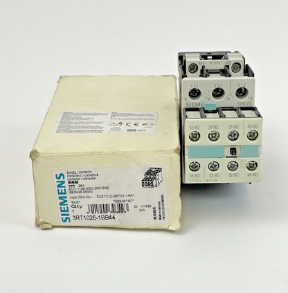 SIEMENS - 3RT1026-1BB44 - CONTACTOR - 3 Pole 25 (AC-3) A 400 V AC