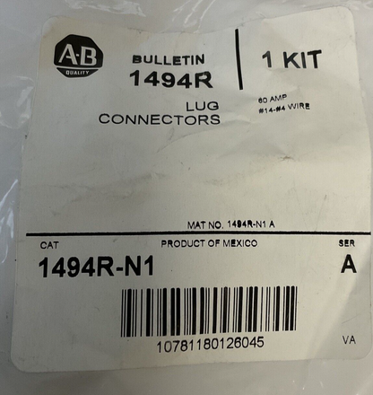 ALLEN BRADLEY 1494R-N1 LUG CONNECTOR KIT 60AMP SER.A ***LOTOF2***