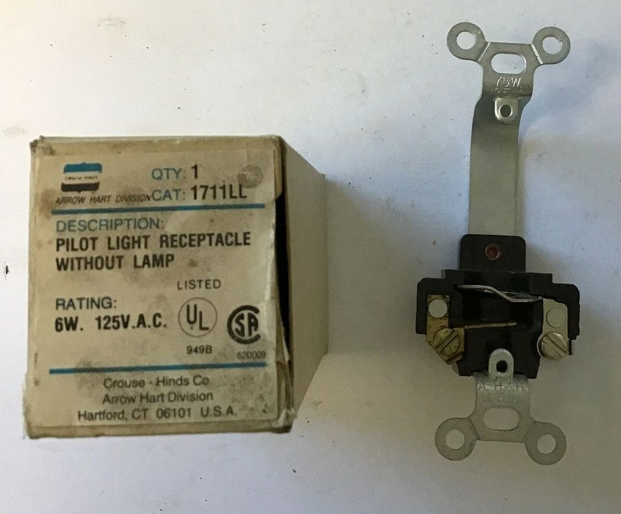 ARROW HART 1711LL PILOT LIGHT RECEPTACLE W/O LAMP 125V 6W