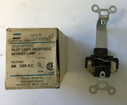ARROW HART 1711LL PILOT LIGHT RECEPTACLE W/O LAMP 125V 6W