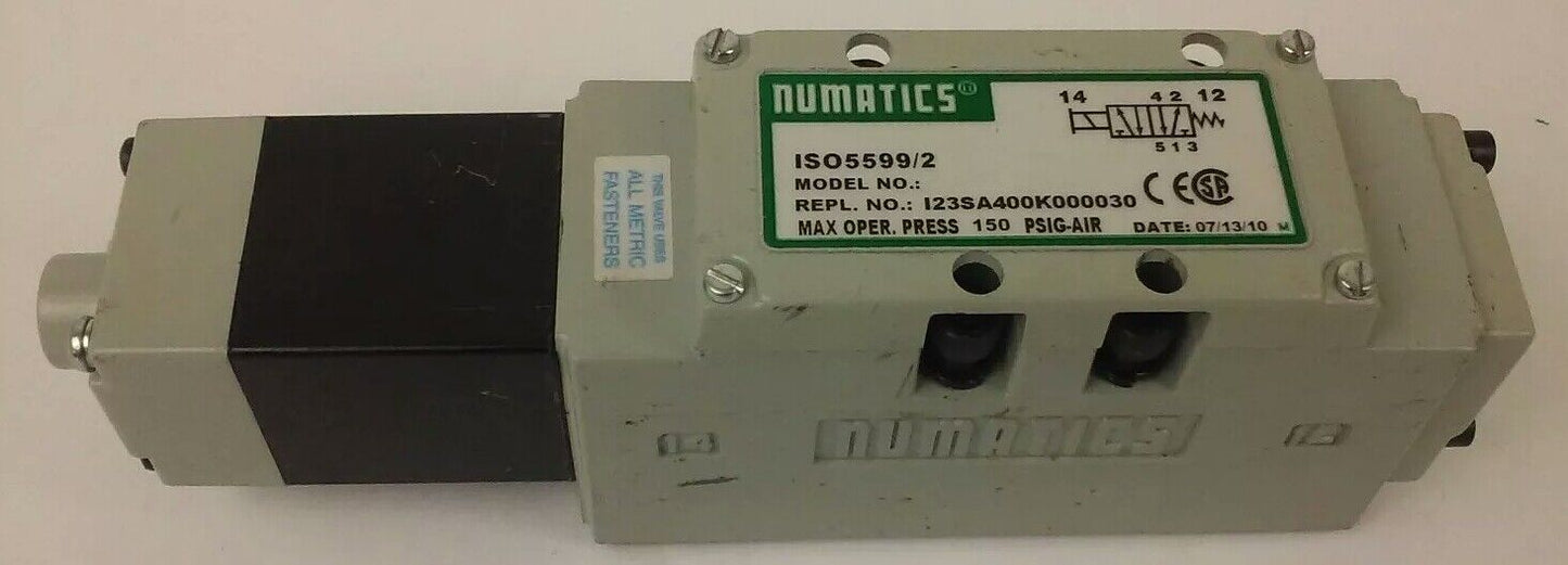 NUMATICS 150 PSIG-AIR SOLENOID VALVE ISO5599/2 I23SA400K000030 W/ 228-899B