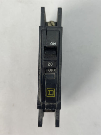 SQUARE D QOU120 CIRCUIT BREAKER 1POLE 20AMP 120/240VAC HACR TYPE YELLOW D