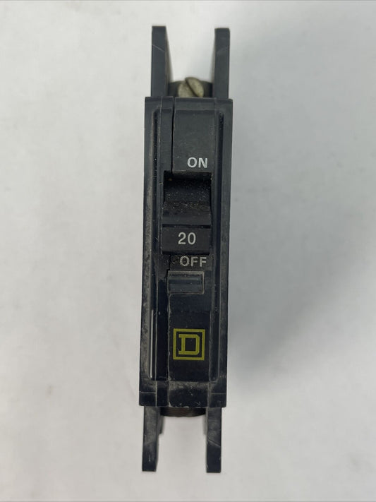 SQUARE D QOU120 CIRCUIT BREAKER 1POLE 20AMP 120/240VAC HACR TYPE YELLOW D