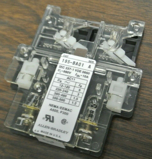 LOT of 5 / ALLEN-BRADLEY 195-BA01 AUXILIARY SWITCH / AUX. CONTACT / NEW SURPLUS