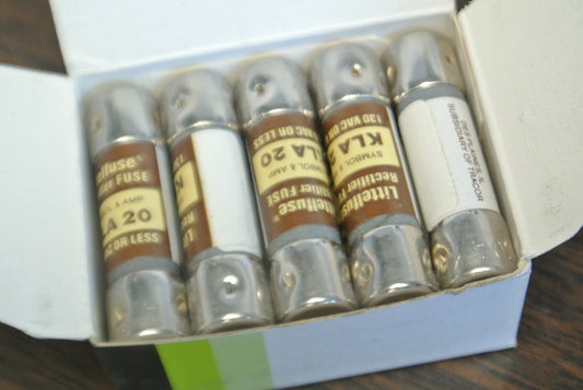 BOX of 10 / LITTELFUSE KLA20 RECTIFIER FUSE / 20A / 130V / NEW SURPLUS