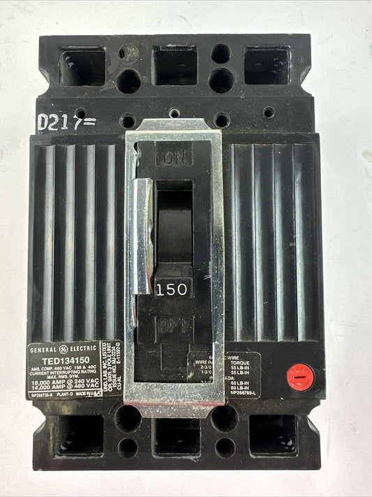 GE TED1340150 CIRCUIT BREAKER 480VAC 150A 3POLE