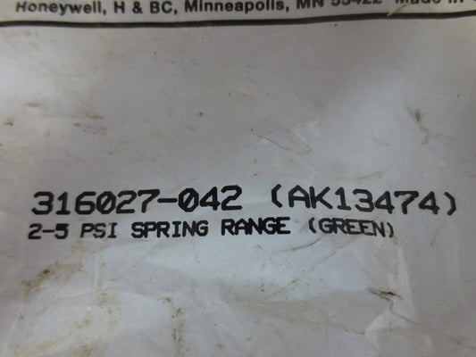 HONEYWELL 316027-042 SPRING, 2-5 psi SPRING RANGE (GREEN) AK13474 - NEW SURPLUS