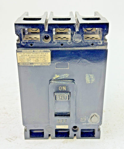 GTE/ SYLVANIA - SEH-3-C-125 - CIRCUIT BREAKER - TYPE SEH, 125 A, 480 VAC, 3 POLE