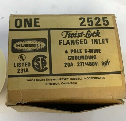 HUBBELL 2525 FLANGED INLET RECEPTACLE 4POLE 20A 177/480V. 30Y.