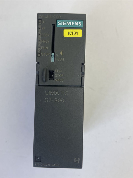 SIEMENS SIMATIC S7-300 1P 6ES7 315-2AG10-0AB0 CPU MODULE CPU315-2 DP