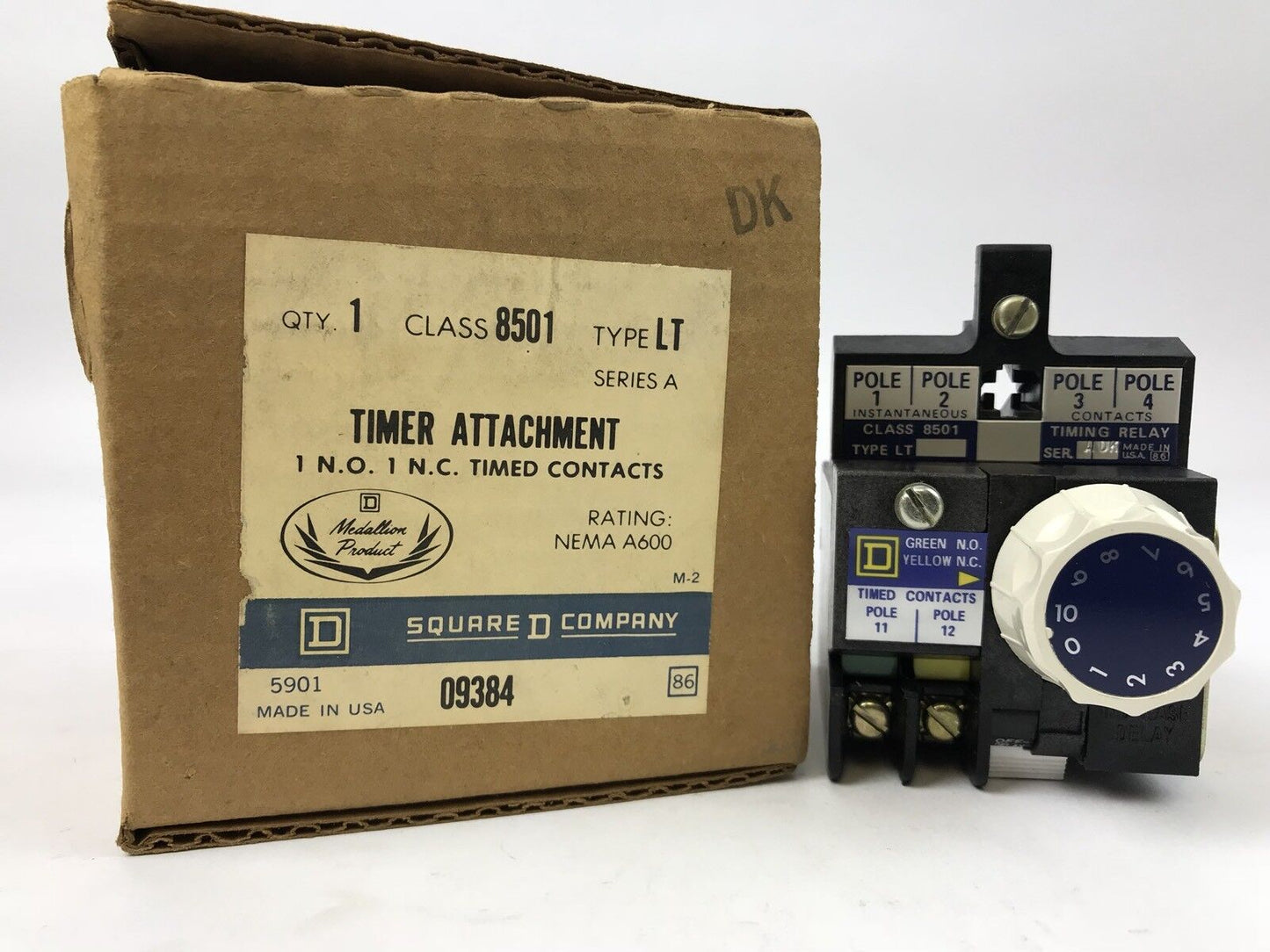 Square D 8501 LT Timer Attachment 1 N.O. 1 N.C. Timed Contacts