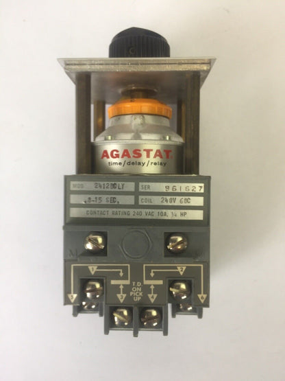 AGASTAT 2412BCLY TIME DELAY RELAY 240VAC 10A 1/4HP 0.2-15 SECONDS