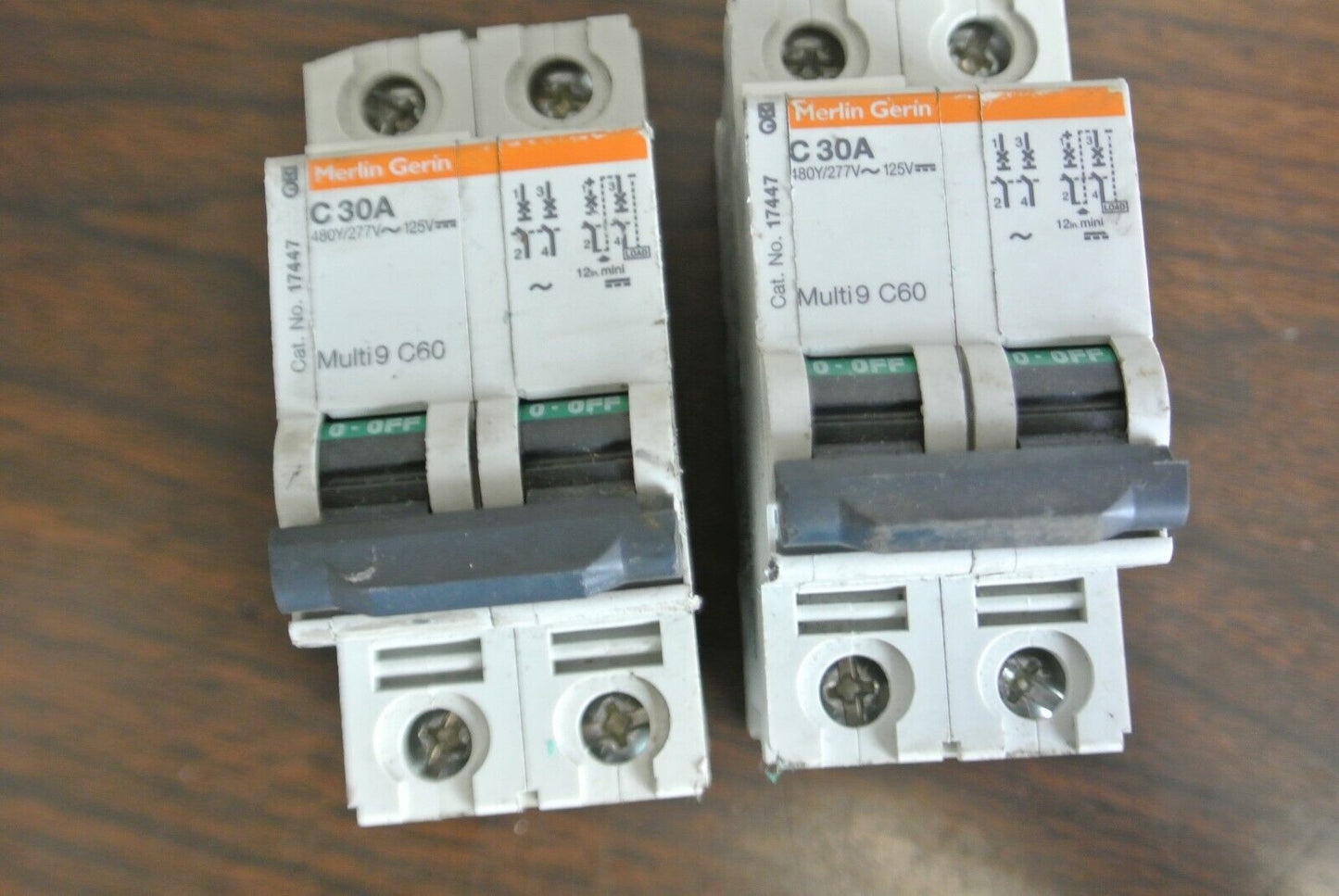 LOT of 7 / MERLIN GERIN CIRCUIT BREAKERS / C30A / C60N D10A / C60N C2, C4, C16