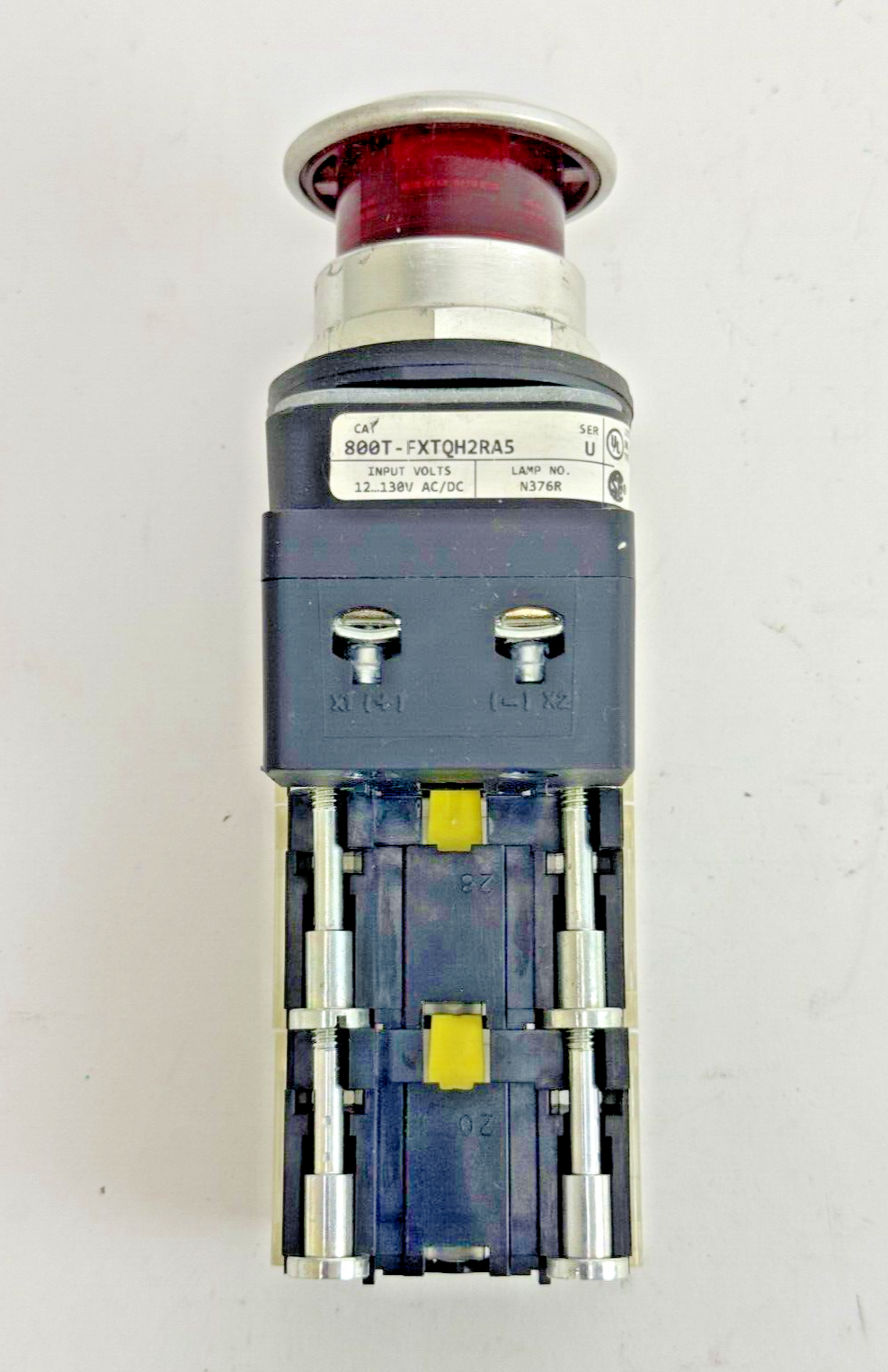 ALLEN-BRADLEY - 800T-FXTQH2RA5 SER. U - RED MUSHROOM PUSH/PULL BUTTON W/ BLOCK