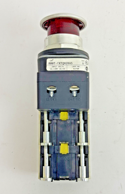 ALLEN-BRADLEY - 800T-FXTQH2RA5 SER. U - RED MUSHROOM PUSH/PULL BUTTON W/ BLOCK