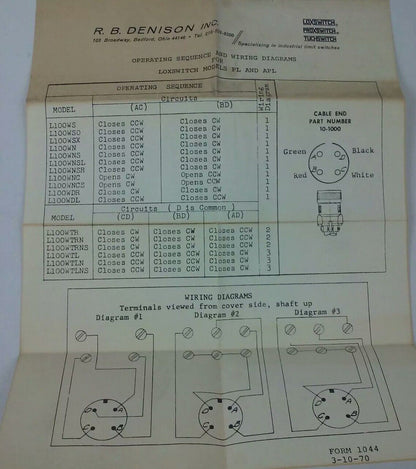 R.B.DENISON PL300WDR2M4, SERIES D,LOX-SWITCH LIMIT SWITCH,600V,NEW SURPLUS,PL300