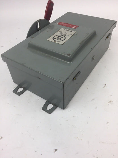 WESTINGHOUSE JHU221 HEAVY DUTY SAFETY SWITCH 240 VAC 250 VDC 30 AMP