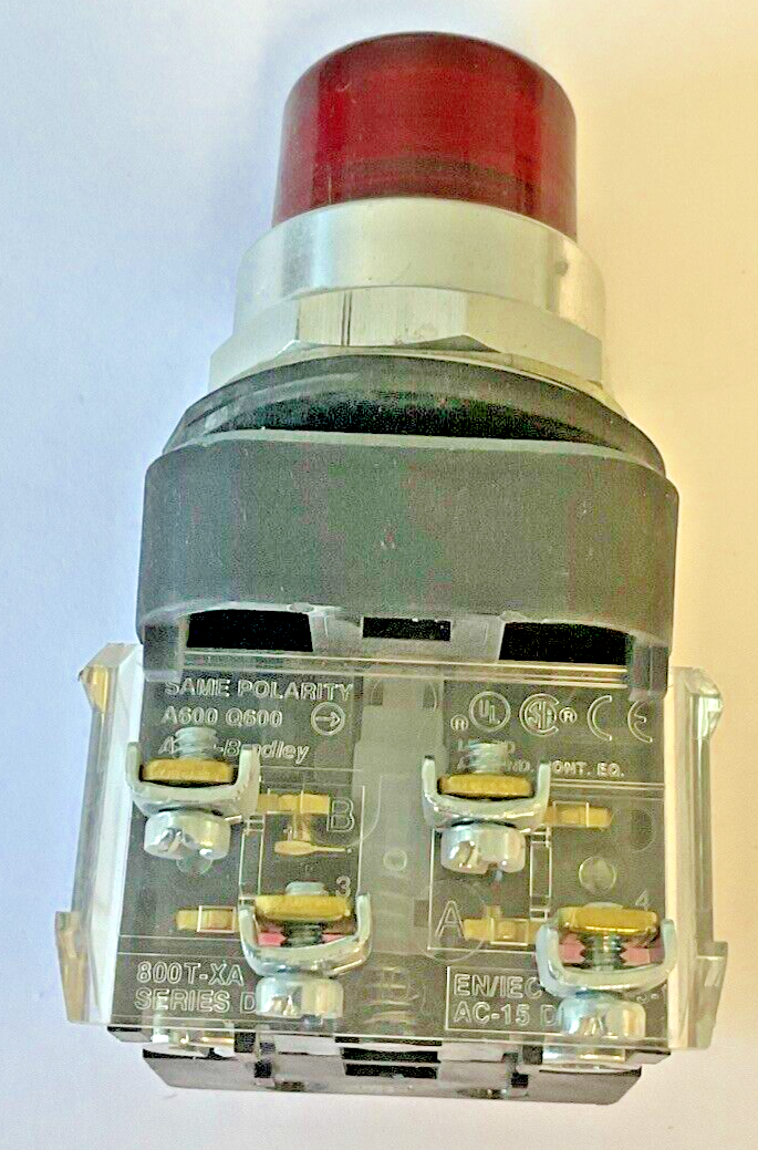 ALLEN BRADLEY 800T-QBH2G RED LED PUSH BUTTON SER.U 130VAC W/800TC-N374 SER.A MOD