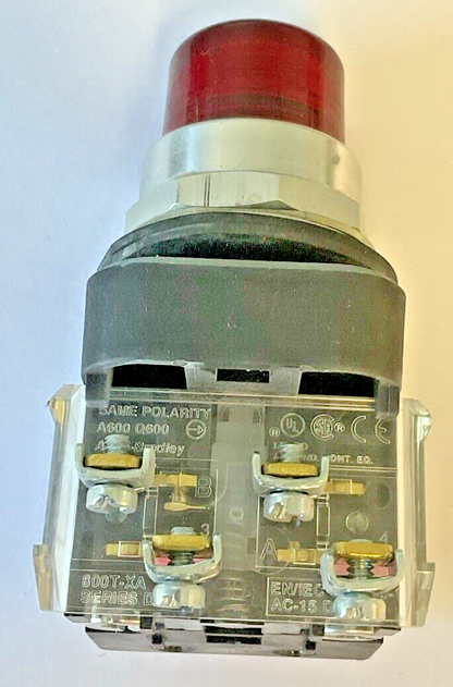 ALLEN BRADLEY 800T-QBH2G RED LED PUSH BUTTON SER.U 130VAC W/800TC-N374 SER.A MOD