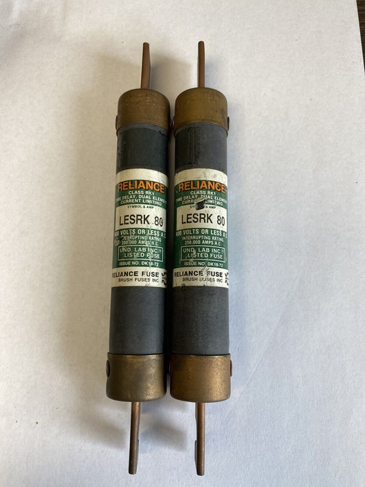 Reliance LESRK80 80A 600V Fuse "Lot of 2"