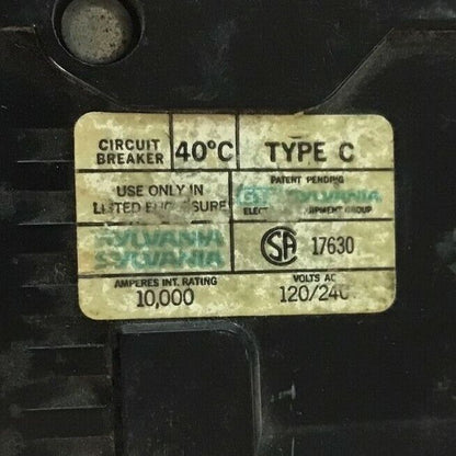 SYLVANIA C130 CIRCUIT BREAKER 120/240VAC TYPE C 1POLE ***LOTOF2***