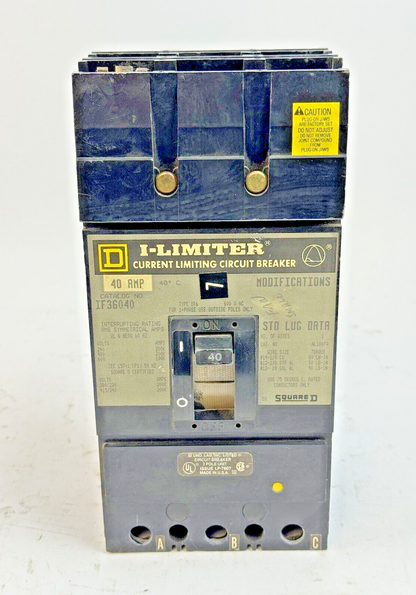 SQUARE D - IF36040 - I-LIMITER CIRCUIT BREAKER - 40 AMP, 3 POLE, 600 VAC