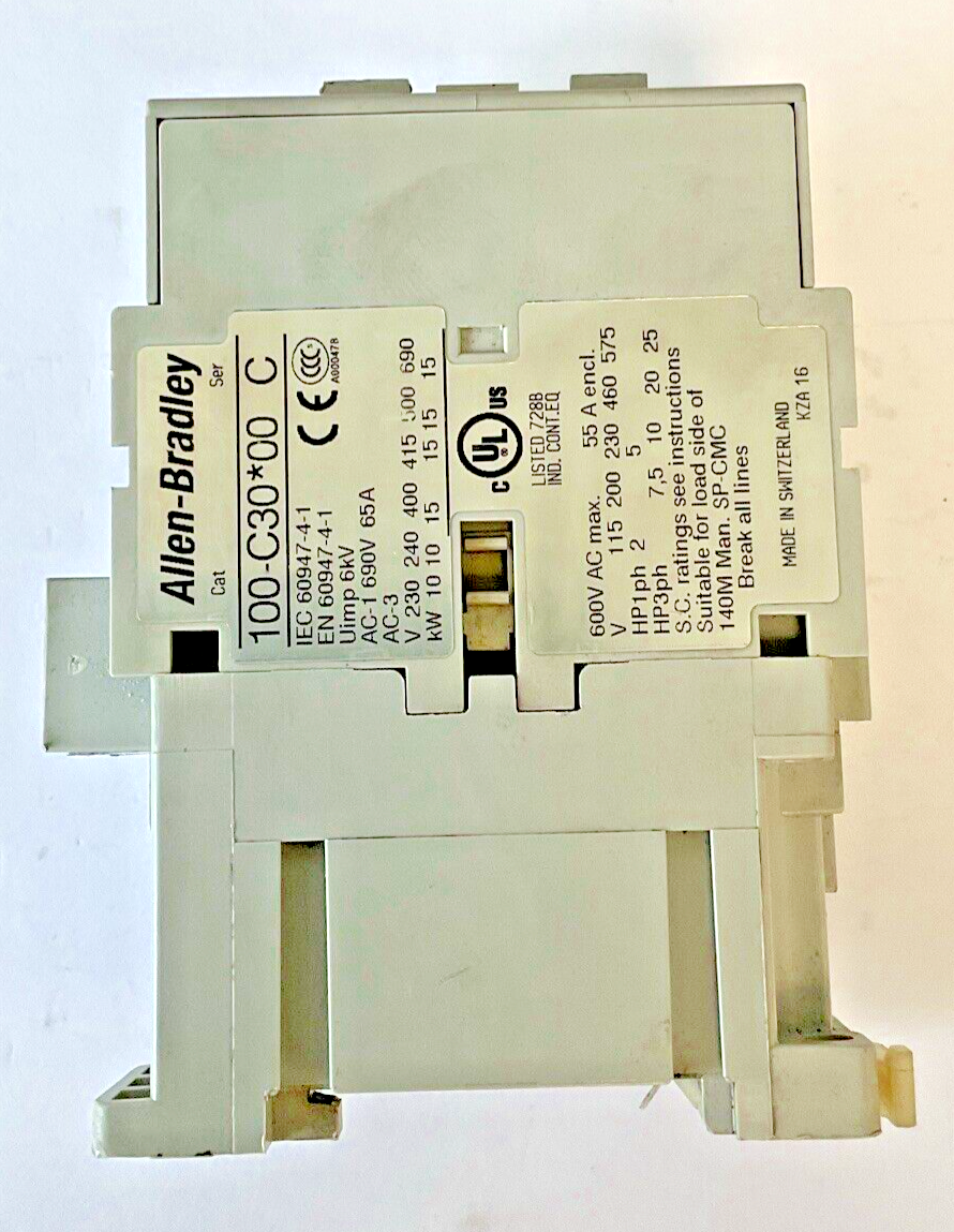 ALLEN BRADLEY 100-C30*00 CONTACTOR SER.C 690V 65A W/ 100-S SER.B AUX CONTACT