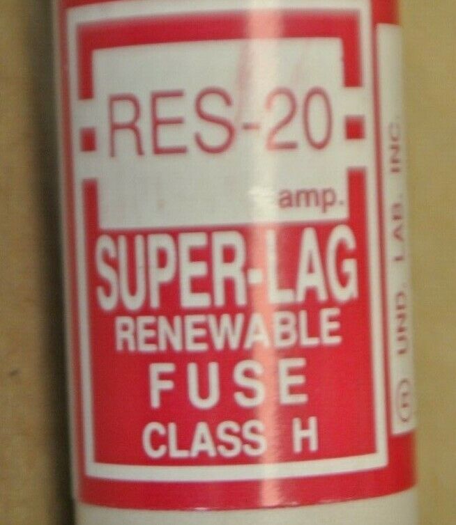 LOT of 12 / BUSS RES20 CLASS H SUPER-LAG RENEWABLE / 20A / 600V / NEW SURPLUS